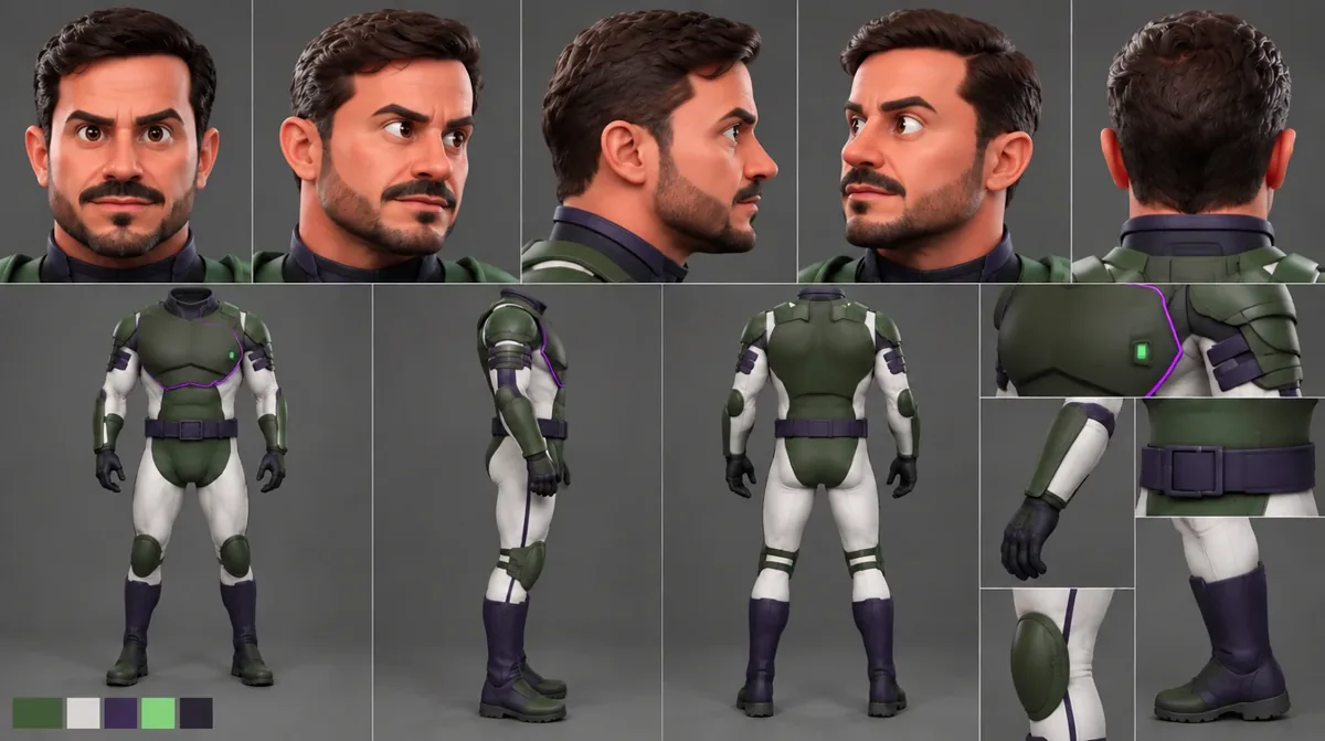 Personagem: ficha do personagem estilo animação 3D